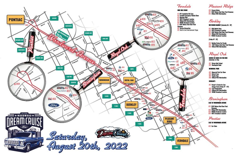 The Woodward Dreamcruise 2022DC Schedule of Events & Road Map
