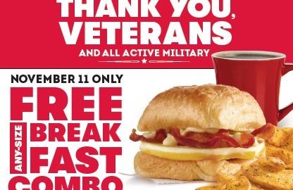 Wendy’s Celebrates Veterans and Active U.S. Military Members with FREE Breakfast Combo Offer on Veterans Day