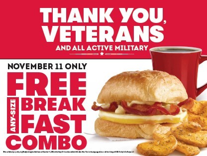 Wendy’s Celebrates Veterans and Active U.S. Military Members with FREE Breakfast Combo Offer on Veterans Day