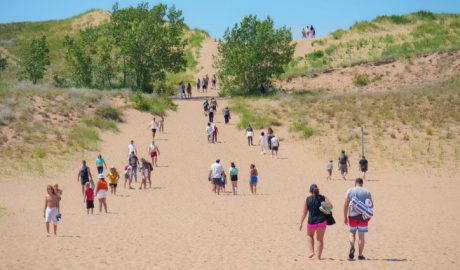 The Sleeping Bear Dunes height is one of those facts that sounds made up until you are standing at the base looking up and wondering what life decisions brought you to this moment. These dunes rise up to 450 feet above Lake Michigan — that is taller than a 40-story building — making them among the highest freshwater coastal dunes on the planet. I have stood at the top with wind whipping sand into my face and watched grown adults sit down mid-descent and refuse to move. I have also watched kids sprint up like mountain goats while their parents quietly reconsidered their fitness levels. Whether you are here for the views, the geology, or simply to prove something to yourself, understanding the scale of what you are looking at changes everything about the experience. Located inside Sleeping Bear Dunes National Lakeshore on the northwestern coast of Michigan's Lower Peninsula, these ancient glacial giants are unlike anything else in the Midwest.