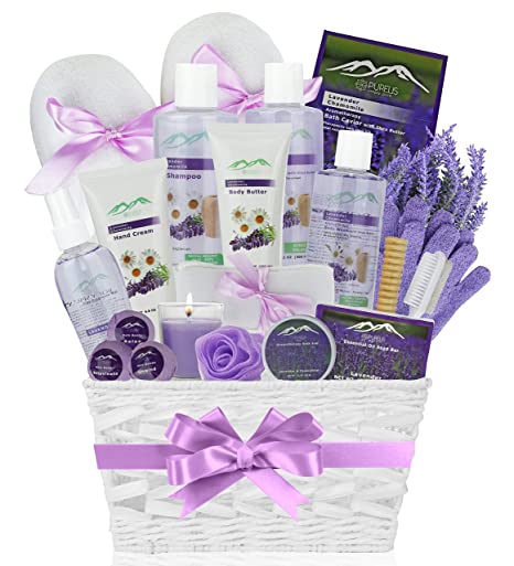 Premium Deluxe Bath  Body Gift Basket. Ultimate Large Spa Basket! #1 Spa Gift Baskets for Women (Lavender Chamomile)