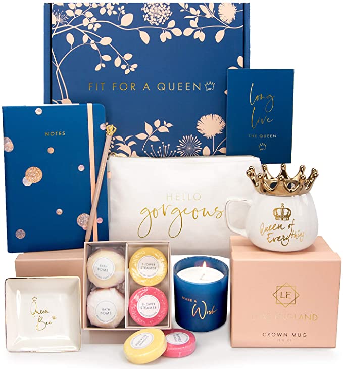 Royal Gift Basket for Women - Unique Gifts for Best Friend, Sister, Daughter, Wife, Mom, Boss, Co-Worker. Best Birthday Box, Thank you, Anniversary, Mother's Day Gifts by Luxe England Gifts