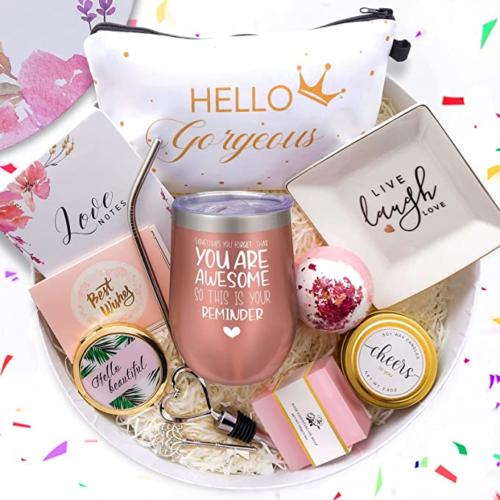  Gifts for Women Spa Relaxing Gifts Baskets for Coworker Unique Thank You Gifts Friendship Gifts Ideas Inspirational Gifts for Female Her Mom Wife You are Awesome Wine Tumbler