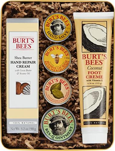 Burt's Bees Gift Set, 6 Classic Products – Cuticle Cream, Hand Salve, Lip Balm, Res-Q Ointment, Hand Repair Cream  Foot Cream, in Giftable Tin