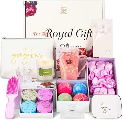 Gift Basket for Women, Birthday Gifts for Her, Handmade Organic Bath Bombs, Mothers Day Gifts Box, 9 Luxurious Gifts Set with Cards , Surprise Gift Idea for Girl, Sister, Mom and Wife