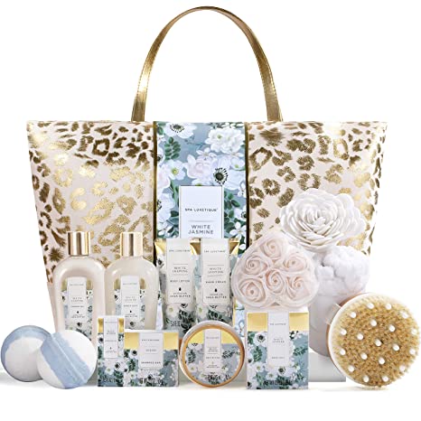 Spa Gift Baskets, Spa Luxetique Spa Gifts for Women, 15pcs Spa Gift Set Includes Bath Bombs, Essential Oil, Hand Cream, Bath Salt and Luxury Tote Bag, Mother's Day Gift for Mom